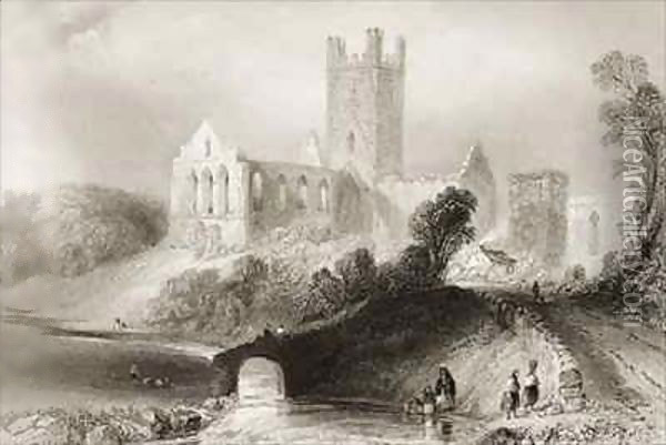 Jerpoint Abbey, County Kilkenny, Ireland Oil Painting - William Henry Bartlett