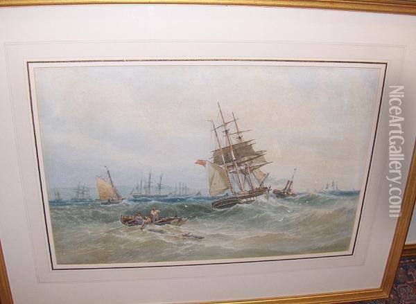 Shipping In A Swell Oil Painting - James Webb