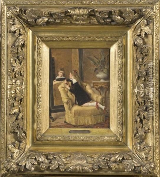 Fillette Devant Le Miroir Oil Painting - Albert Roosenboom