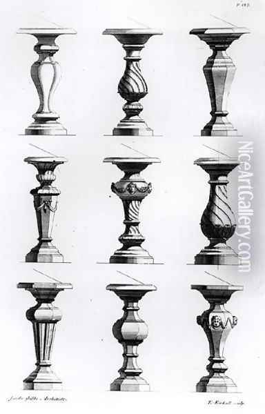Pedestals from A Book of Architecture Oil Painting - Elisha Kirkall