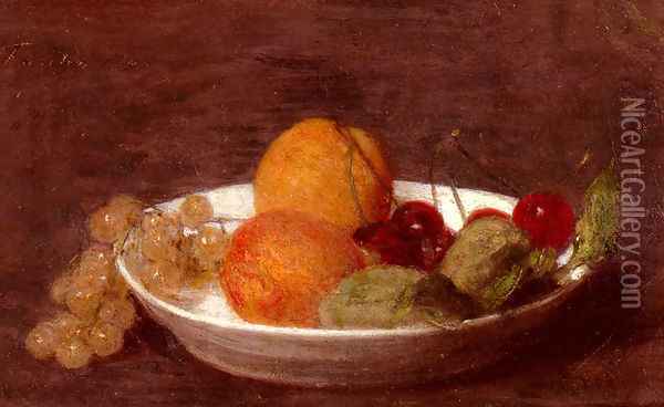 A Bowl Of Fruit Oil Painting - Ignace Henri Jean Fantin-Latour