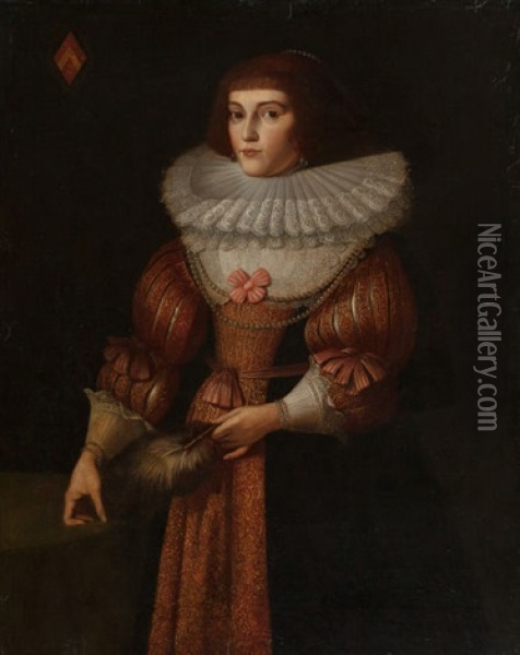 Portrait Of A Noblewoman Oil Painting - Wybrand Simonsz de Geest the Elder