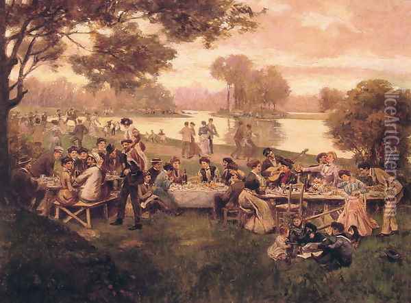 Luncheon on the grass Oil Painting - Carlo Brancaccio