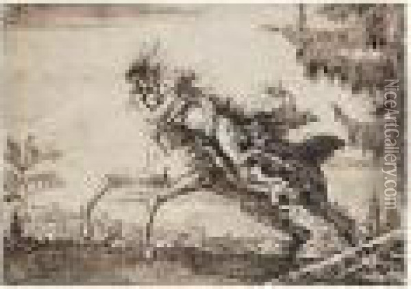 Un Centaure Enlevant Une Faunesse Oil Painting - Giovanni Domenico Tiepolo