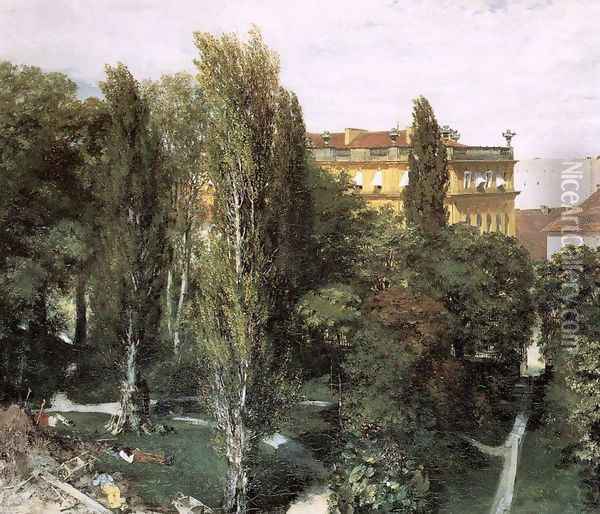 The Palace Garden of Prince Albert 1846 Oil Painting - Adolph von Menzel