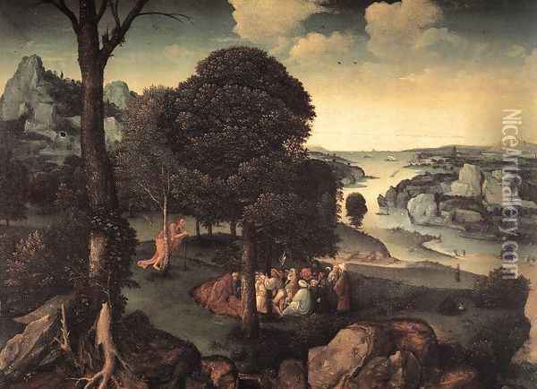 Landscape with St John the Baptist Preaching Oil Painting - Joachim Patenier (Patinir)