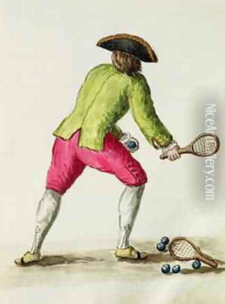 A Man Playing with a Racquet and Balls Oil Painting - Jan van Grevenbroeck