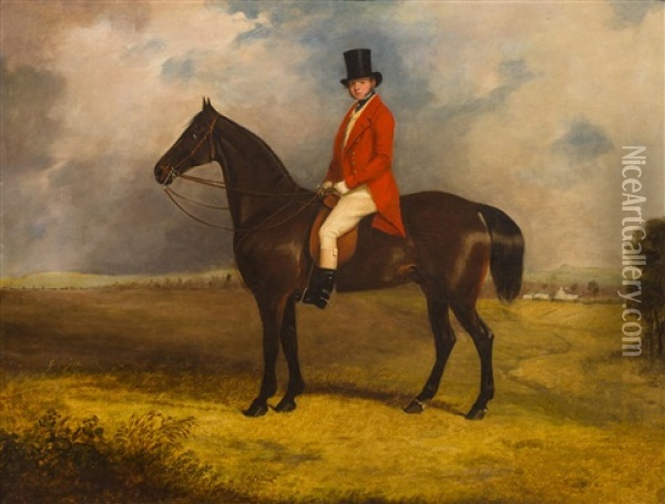 A Squire On His Horse Oil Painting - Henry Calvert