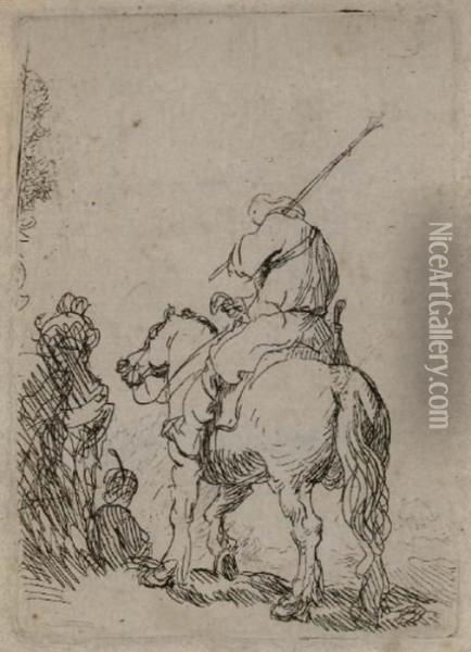 Turbaned Soldier On Horseback Oil Painting - Rembrandt Van Rijn