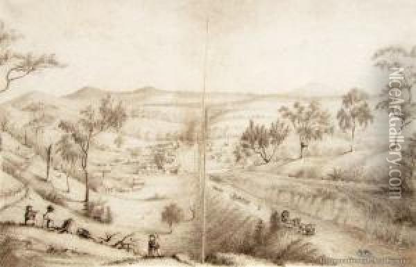 View Of The Bendigo Goldfields 1856 Oil Painting - Gustavus Ferdinand von Tempsky