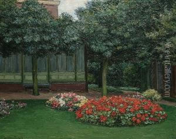 Park Scene With Flowerbeds Oil Painting - Leo Klein Von Diepold