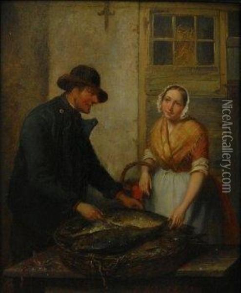 The Fish Merchant Oil Painting - Jacob Akkersdyk
