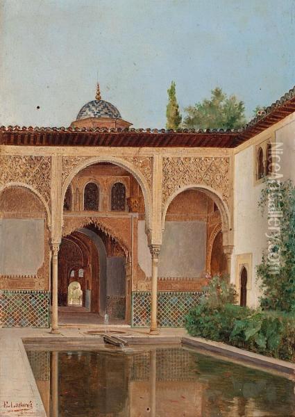 Patio De La Alhambra Oil Painting - Eduardo Laforet Alfaro