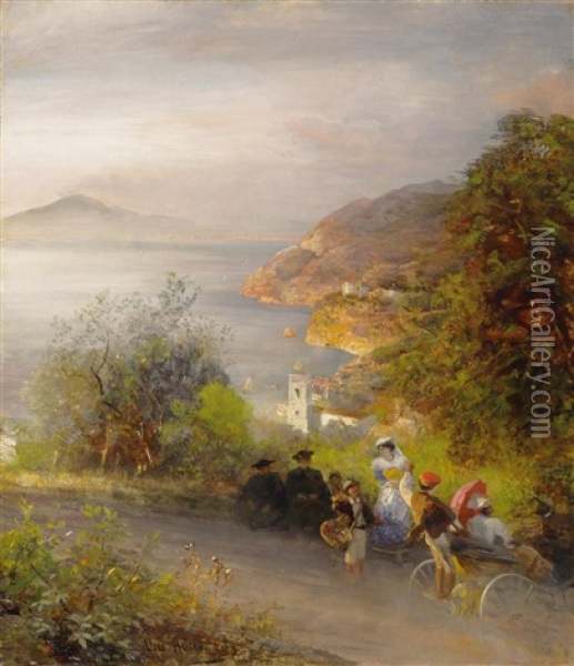 Abendstimmung Auf Capri Oil Painting - Oswald Achenbach