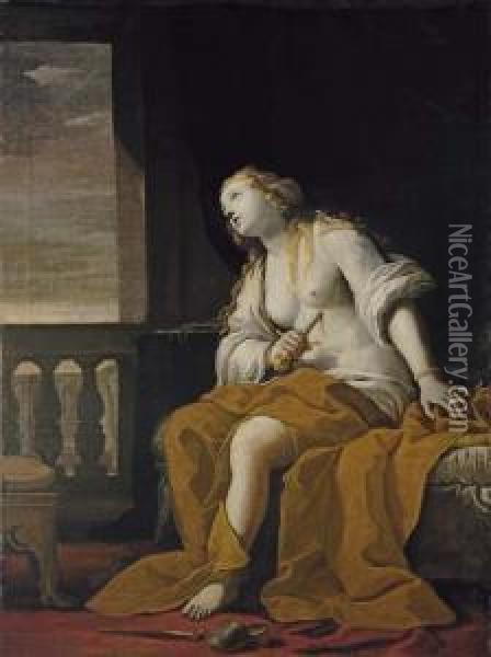The Death Of Lucretia Oil Painting - Mattia Preti