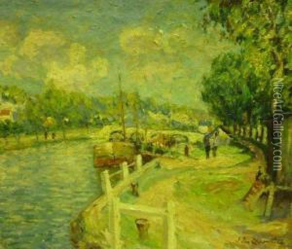 La Seine A Montereau Oil Painting - Jacques Van Coppenolle