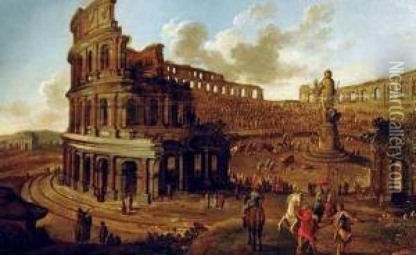 Jeux De Cirque Au Colisee A Rome Oil Painting - Willem van, the Younger Nieulandt