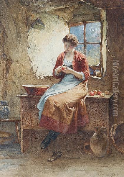 Peeling Apples Oil Painting - William Harris Weatherhead