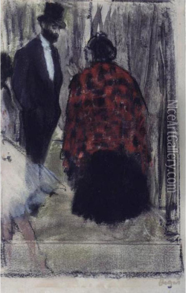 Ludovic Halevy Parlant Avec Mme Cardinal Oil Painting - Edgar Degas