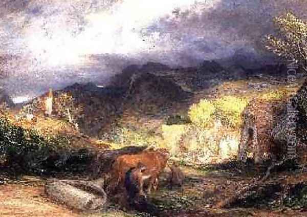 The Bellman with Oxen Oil Painting - Samuel Palmer