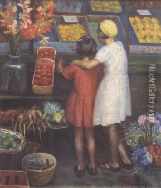The Shop Window Oil Painting - Harold Harvey