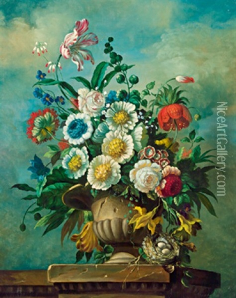 Blumenstillleben, Zwei Gegenstucke Oil Painting - Jean-Baptiste Belin de Fontenay the Elder