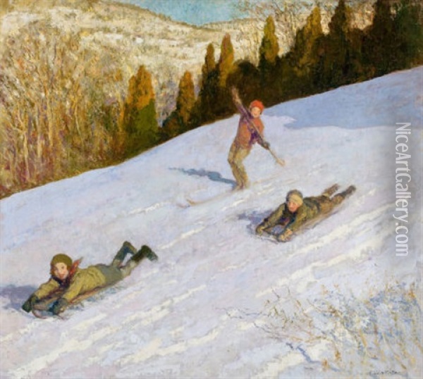 The Winter Race Oil Painting - Francis Luis Mora