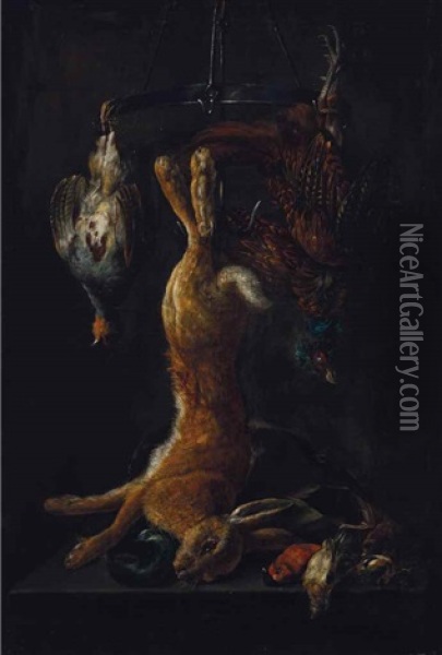 Nature Morte Avec Lievre Et Oiseaux Oil Painting - Jan Fyt