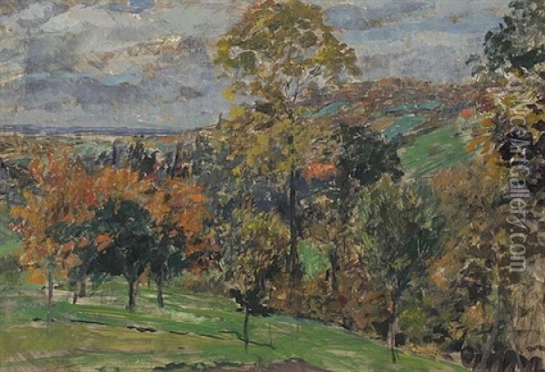 Herbstlandschaft Mit Blick In Die Rheinebene Oil Painting - Wilhelm Nagel
