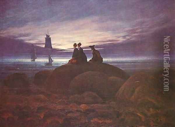 The Moon Rising over the Sea Oil Painting - Caspar David Friedrich