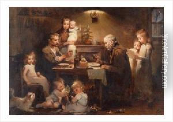 Le Repas De Famille Oil Painting - Henri-Jules-Jean Geoffroy (Geo)