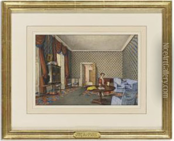 A Drawing Room At Naburn, The Seat Of George Palmes Esq. Oil Painting - Mary Ellen Best