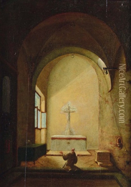 Cappella Nel Convento Dei Padri Certosini Di Pisa Oil Painting - Vincenzo Chialli