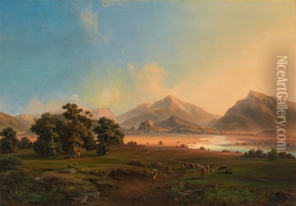 View Of Salzburg Oil Painting - Josef Mayburger