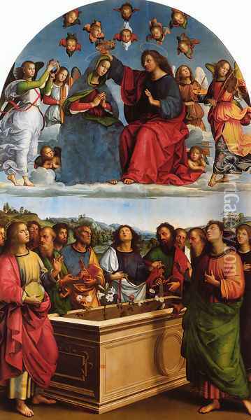 Coronation of the Virgin Oil Painting - Tiziano Vecellio (Titian)