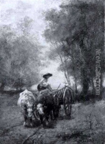 A Bullock Cart Oil Painting - Adolf Schreyer