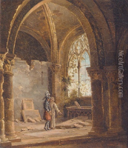 Surveying Damage To The Church Oil Painting - Francois Marius Granet