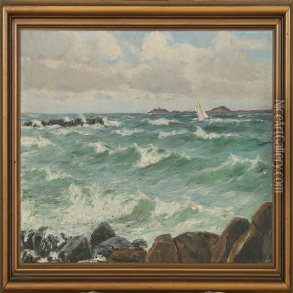 Sea Scape Oil Painting - Louise Bonfils