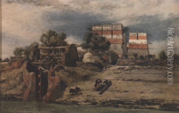 Pigeon Houses, Mutaneh Near Esneh On The Nile Oil Painting - Edward William Cooke