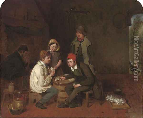 Playing for supper Oil Painting - Frederick Daniel Hardy
