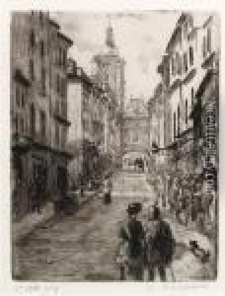 Rue Du Gros-horlage, A Rouen Oil Painting - Camille Pissarro