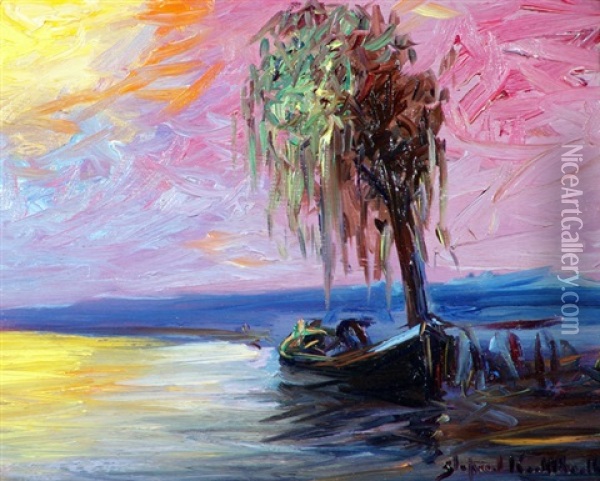 Atardecer En El Lago Oil Painting - Stephen Robert Koekkoek