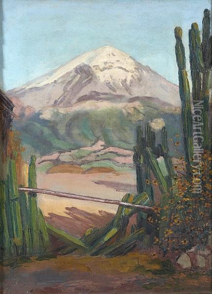 A View Of Popocatepetl Volcano, Mexico Oil Painting - Julio Castellanos