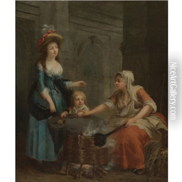 The Chesnut Seller Oil Painting - Jean-Baptiste Charpentier the Elder