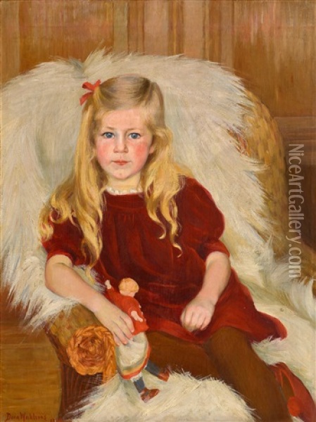 Portrait Of A Girl Oil Painting - Dora Wahlroos
