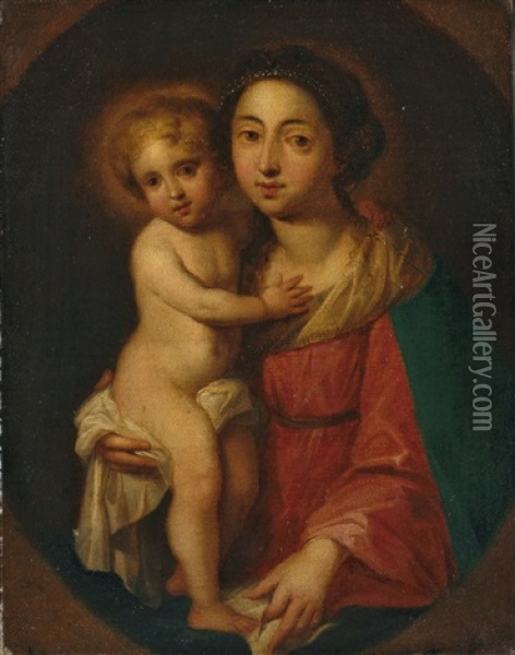 Madonna Mit Dem Stehenden Christuskind Oil Painting - Bartolome Esteban Murillo