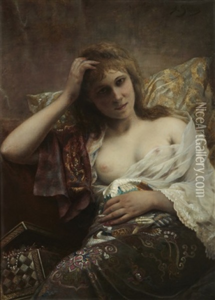 Portrait De Femme Oil Painting - Agapit Stevens
