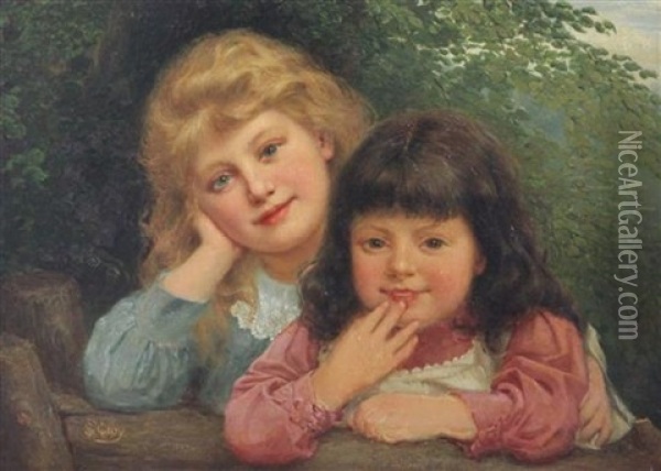 Portrait Of Two Girls Oil Painting - Samuel McCloy