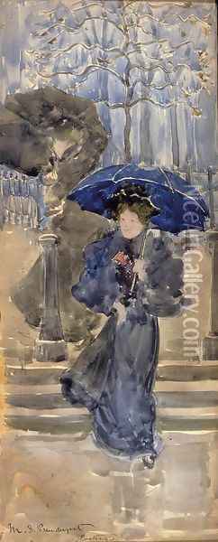 Ladies In The Rain Oil Painting - Maurice Brazil Prendergast