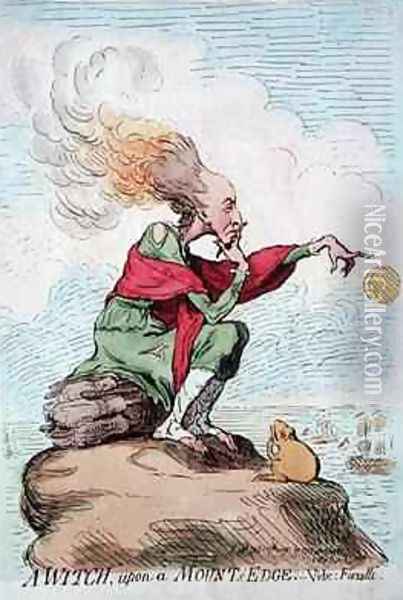 A Witch upon a Mounts Edge or Fuzelli Oil Painting - James Gillray
